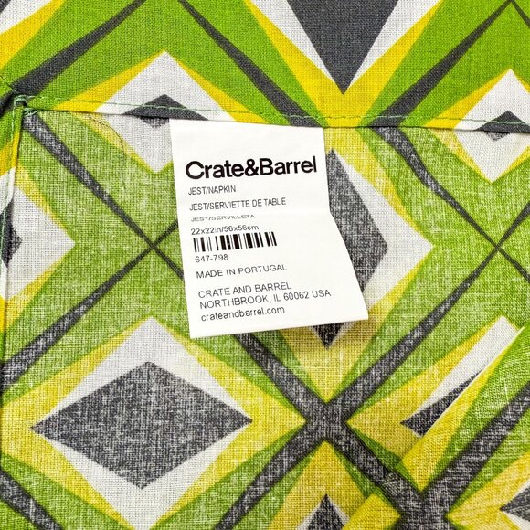 Crate & Barrel Geometric Cotton Groovy Mod MCM Square Napkins Set Of 5 - Picture 2 of 3